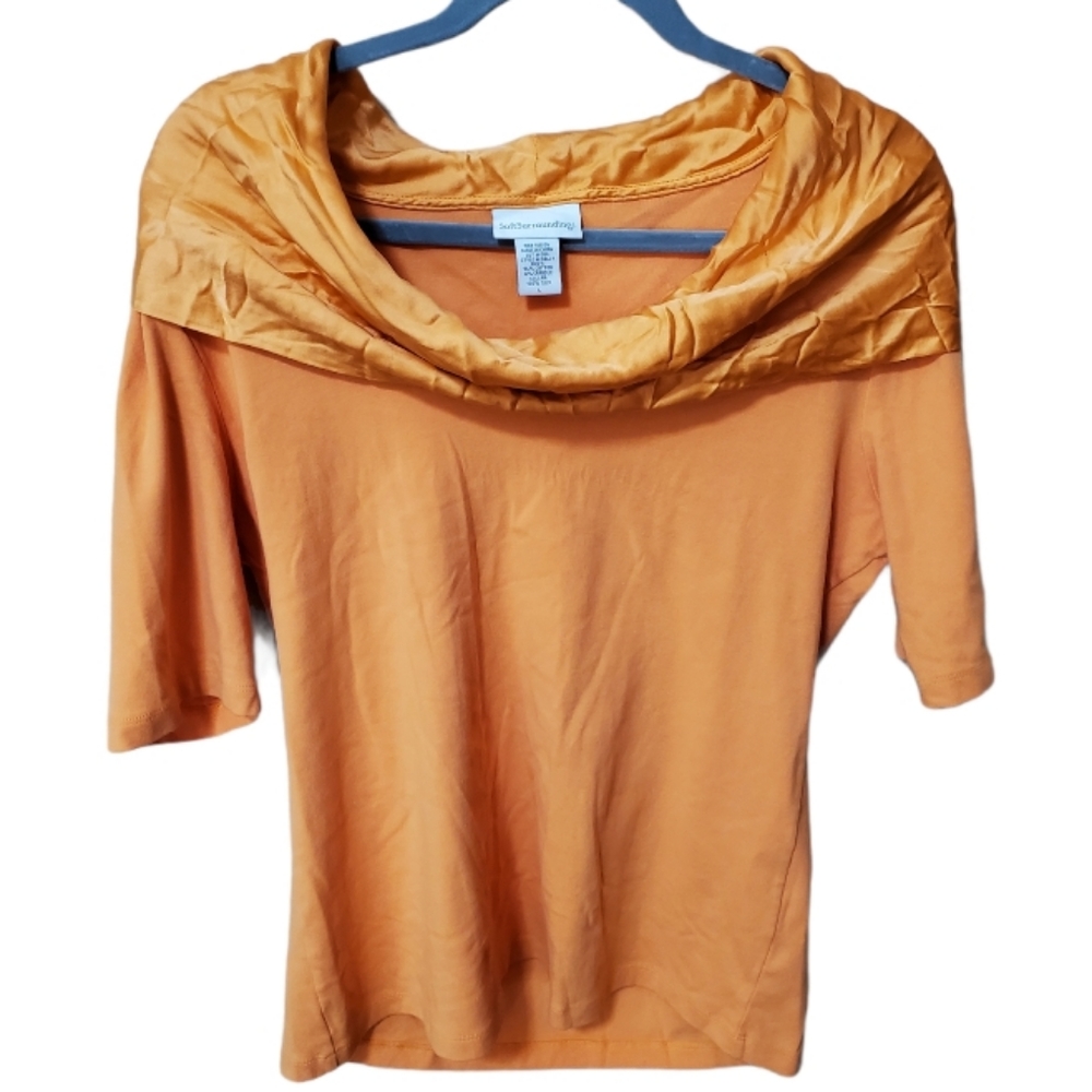 Soft Surroundings cowl neck orange top L